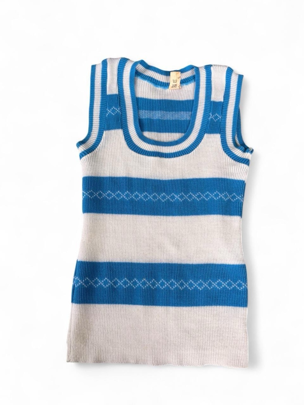 Blue and White Striped Ribbed Tank - Picture 4 of 8